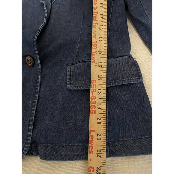 Sundance Catalog Dark Denim Blazer Womens Size 4 Casual Hipster Sport Coat - Picture 12 of 14